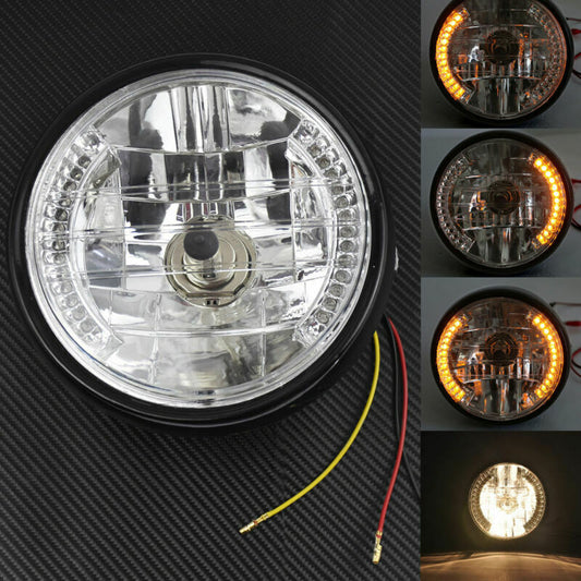 Motorcycle 7 Headlight LED Turn Signal Light + Mount Bracket Fit for Harley