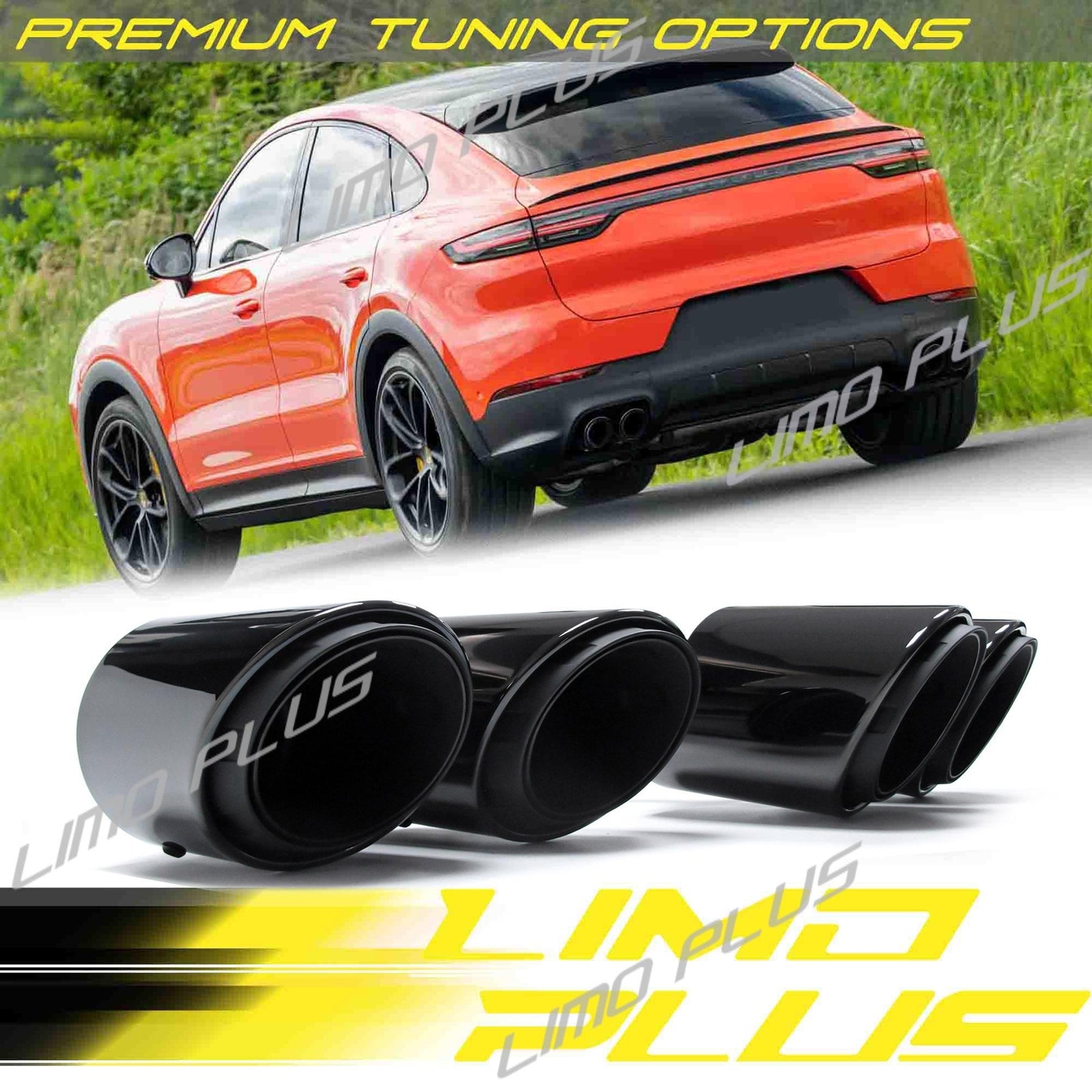 Steel Black Exhaust Tips Muffler Tails For 2019-2022 for Porsche for Cayenne Base Q
