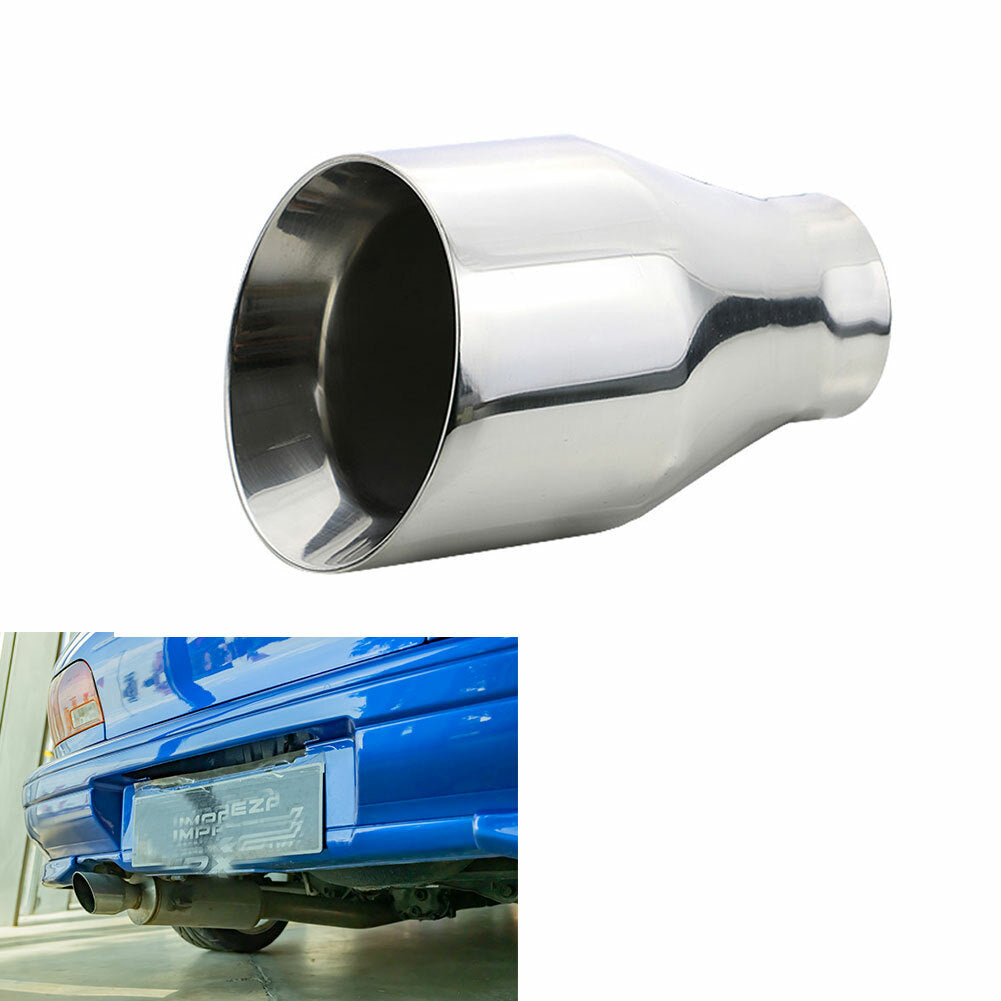 1x Sliver Universal 60mm inlet 4'' outlet Exhaust End Tips Exhaust Tip 2.36inch