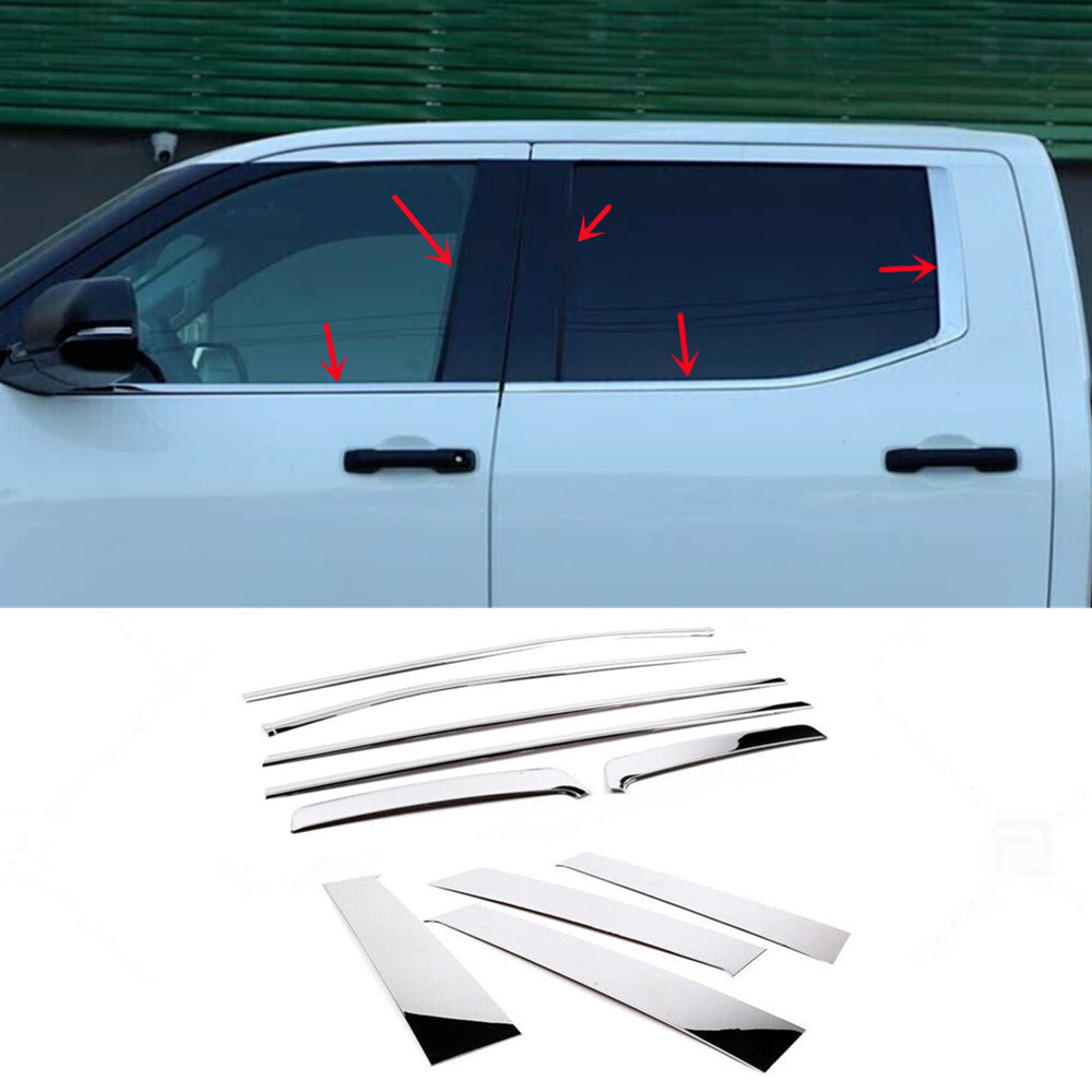 Steel Chrome Window Full Column Cover Trim Accessories For Tundra 23-24 B n