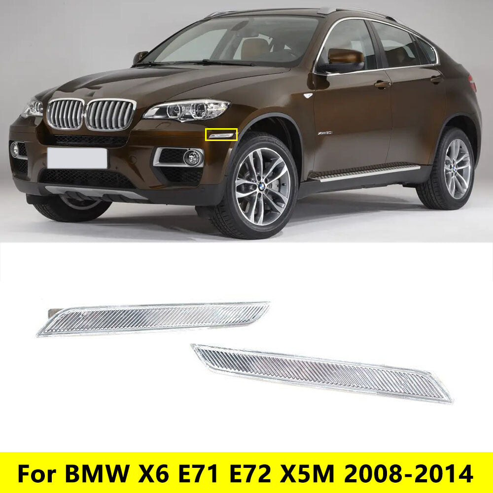 For X6 E71 E72 X5M 2008-2014 Pair Front Bumper Side Marker Reflector Lights v