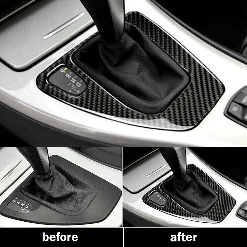 Carbon Fiber Interior Gear Shift Panel Trim Sticker for BMW 3 Series E90 2005-12 Q