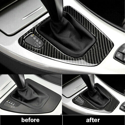 Carbon Fiber Interior Gear Shift Panel Trim Sticker for BMW 3 Series E90 2005-12 Q