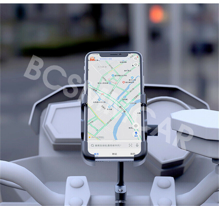 Motorcycle Cell phone Mount Holder with USB for Charger Handlebar Mirror Mount Black Q