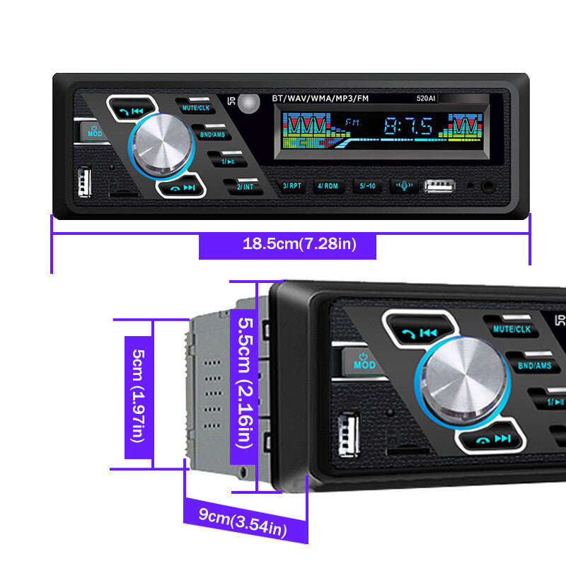 24V 4-channel digital 1-DIN car stereo Bluetooth USB/SD/FM/WMA/MP3 radio n