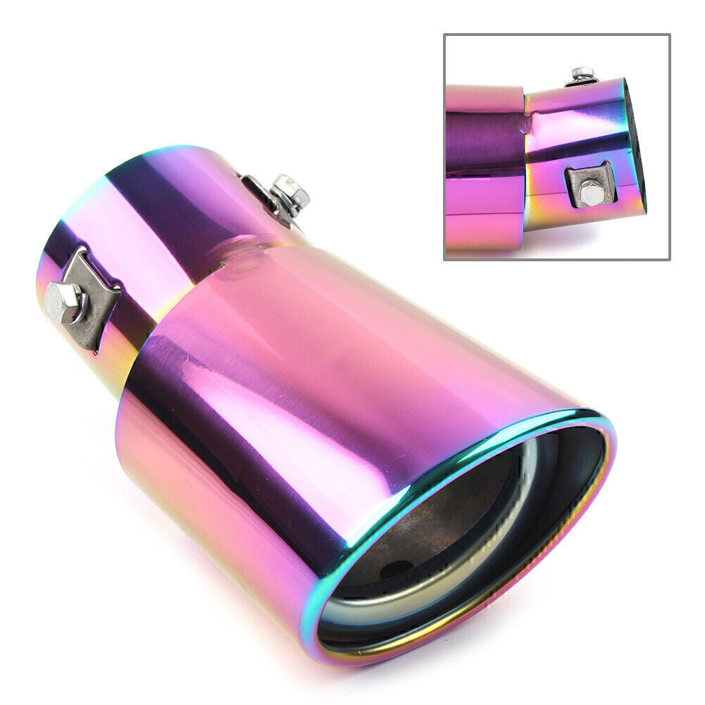 Car Stainless Steel Rear Exhaust Pipe Tail Muffler Tip Round Accessories RED Q