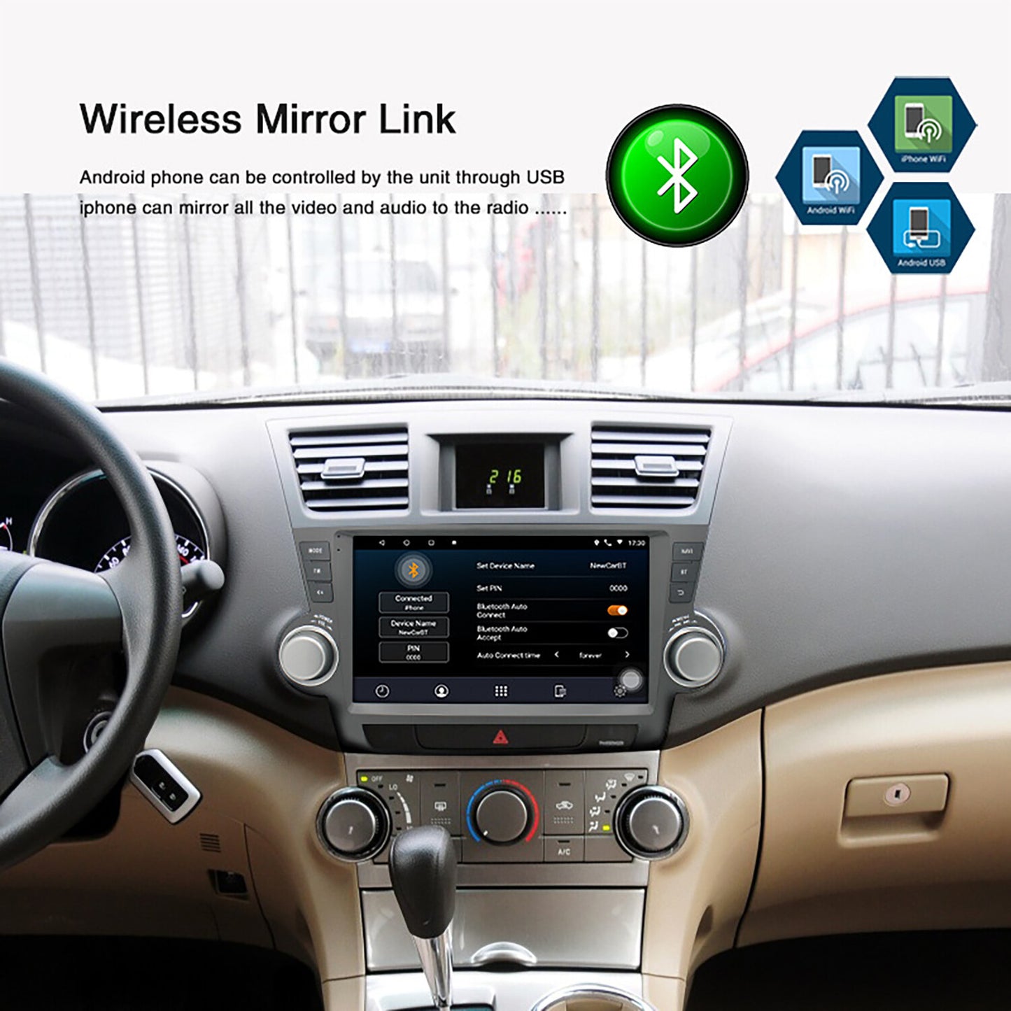 Android 12 Car Stereo GPS Radio Navi Wifi CarPlay For 2009~14 for Toyota Highlander
