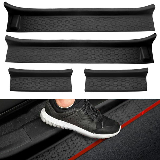 Door Sill Guards Kit, Black Rubber Door Entry Guards for 18-21 for Jeep for Wrangler JL
