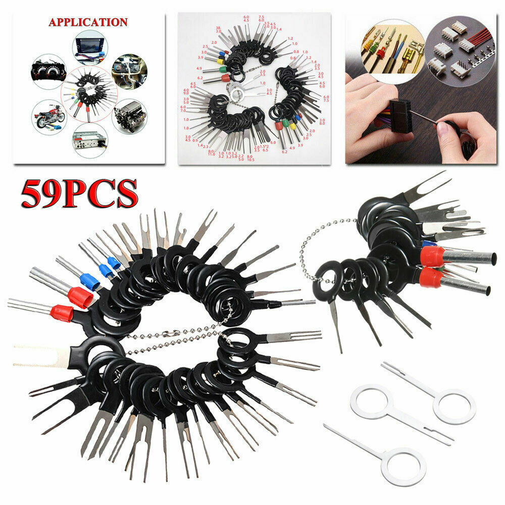 59Pcs Car Terminal Removal Tool Kit Extractor Depinning Key Pin Release Puller