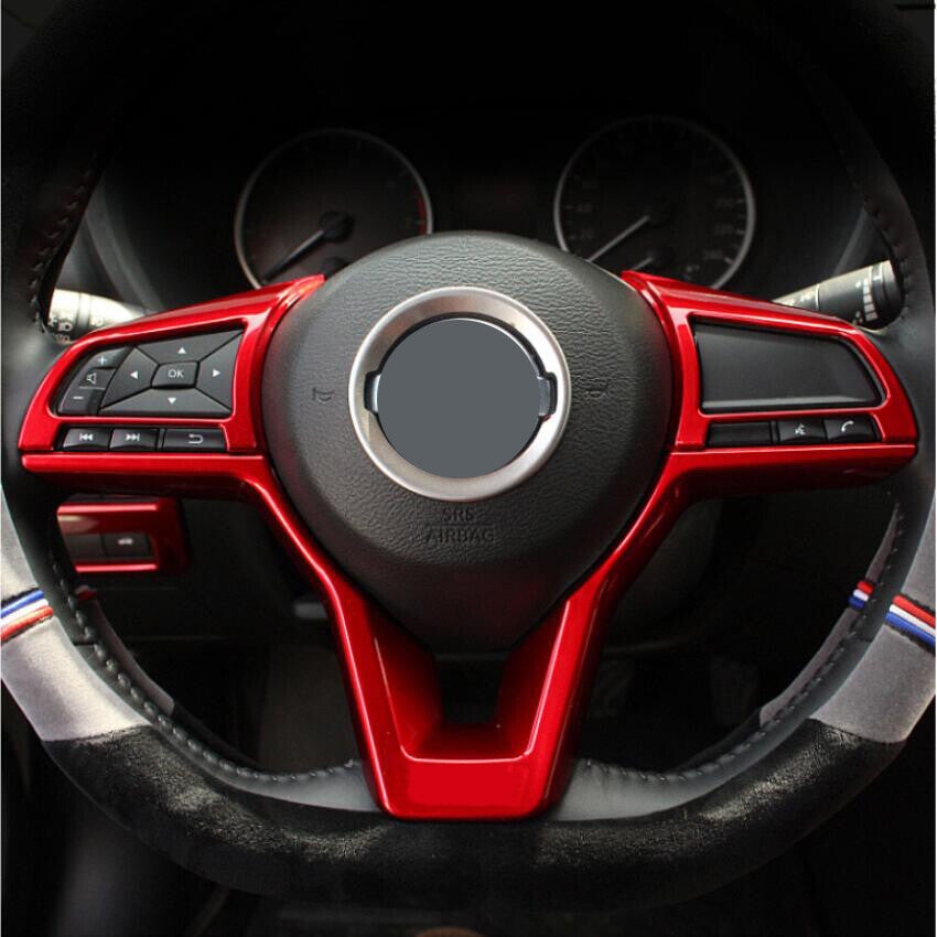 Red Steering Wheel Bezel Cover Trim for Nissan Rogue Sport 2017 - 2020 (3 Pieces)