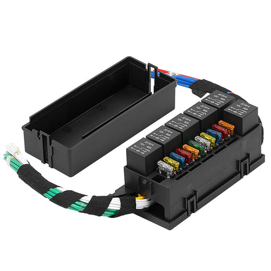 11-Way Relay Fuse Box Kit 12V 40A W/6 Relays And 11 Fuses For Car Trunk Marine Q