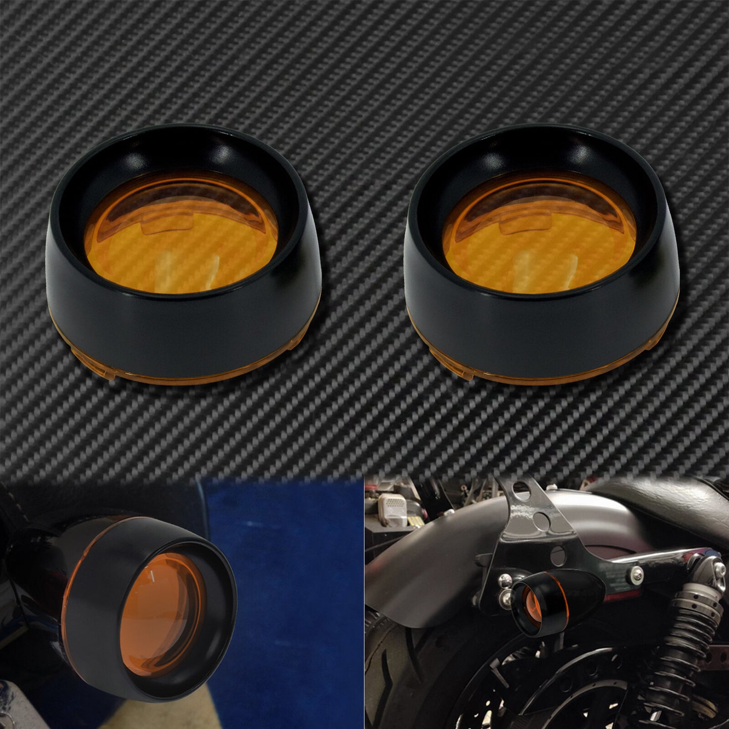 Gloss Amber Trim Ring Bullet Turn Signal Lens Cover Fit for Harley Softail Dyna