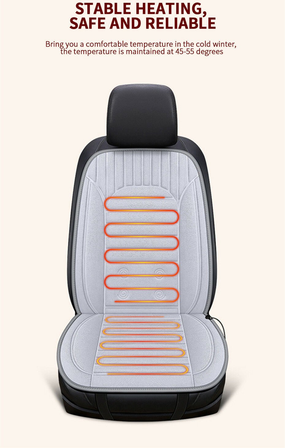 12V Fast Heating for Seat Cushion Car Front Cover Plush Heated Pad Winter Warmer