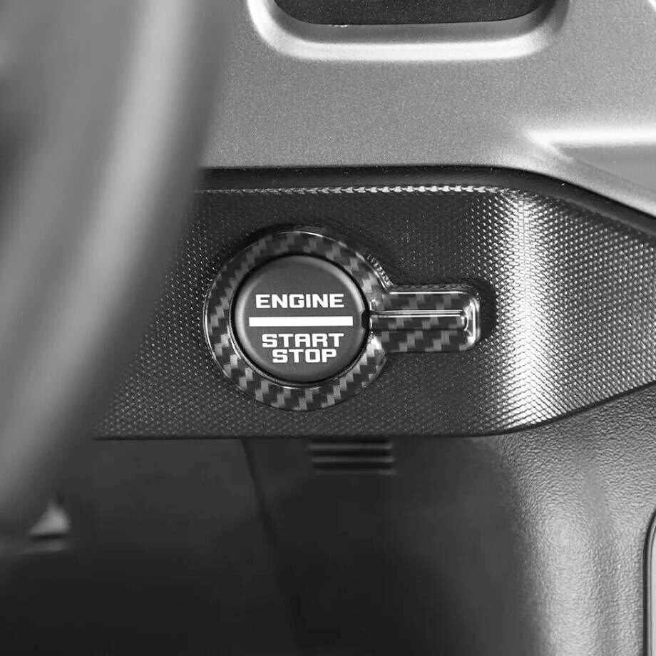 Carbon fiber car engine start/stop button cover trim for Ford for Mustang 21-24 accessories