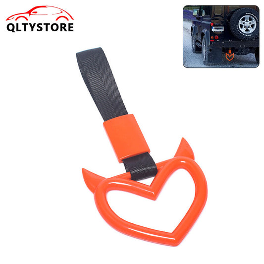 Devil Heart Red JDM Tsurikawa Ring Subway Train Bus Handle Strap Charm Orange