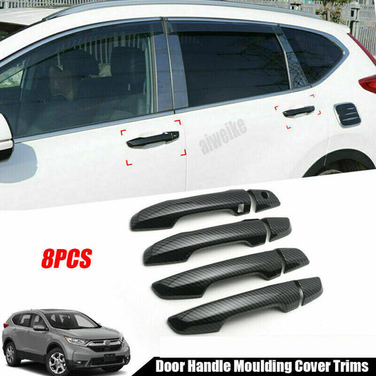 Carbon Fiber Look Door Handle Moulding Cover Trims for Honda CR-V CRV 2017-2022