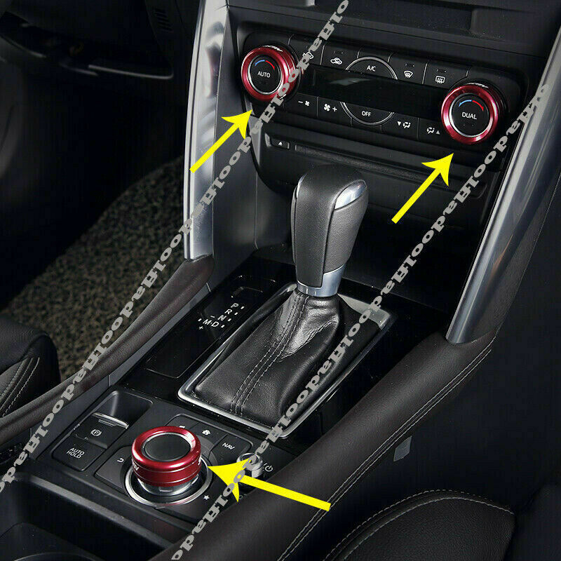 for Mazda CX-5 2017-2021 Red Inner Central Control AC Adjustment Knob Ring Trim