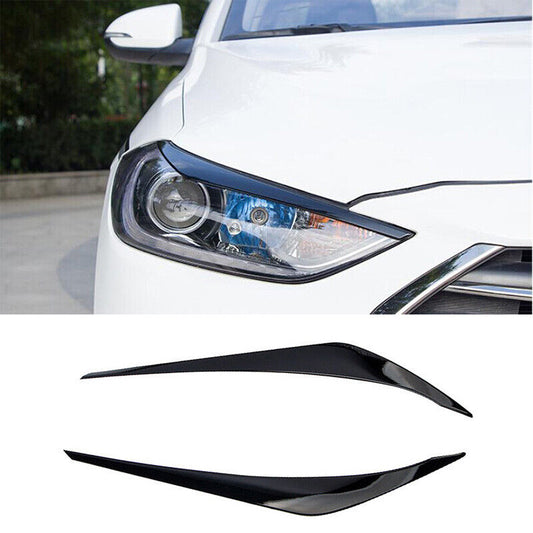 for Hyundai for Elantra 2017-18 Gloss Black Front Headlight Lamp Eyebrow Strip Trim