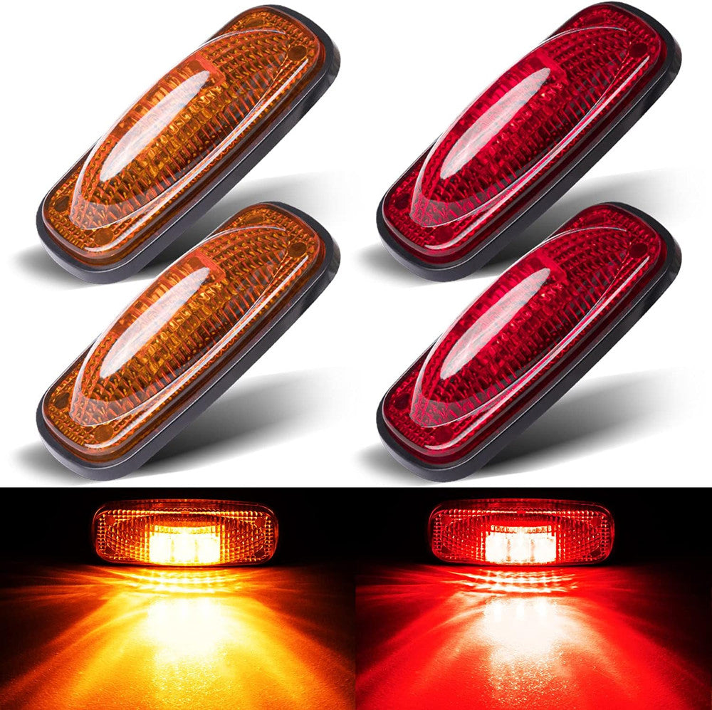 4 Pack Twin Fender Side Marker LED Lights for 03-18 for Dodge for Ram 3500 Red Amber - v