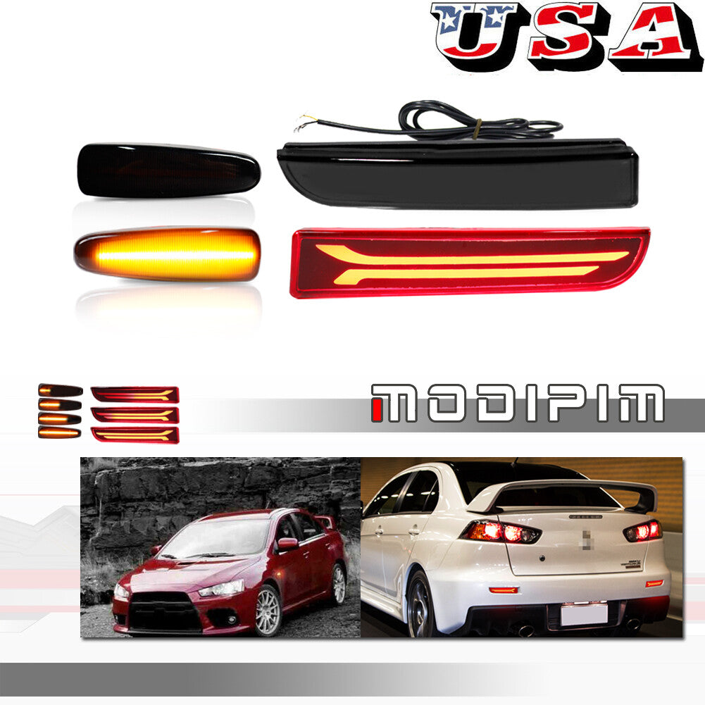 Amber side markers and red rear brake turn signal lights for Lancer EVO- v
