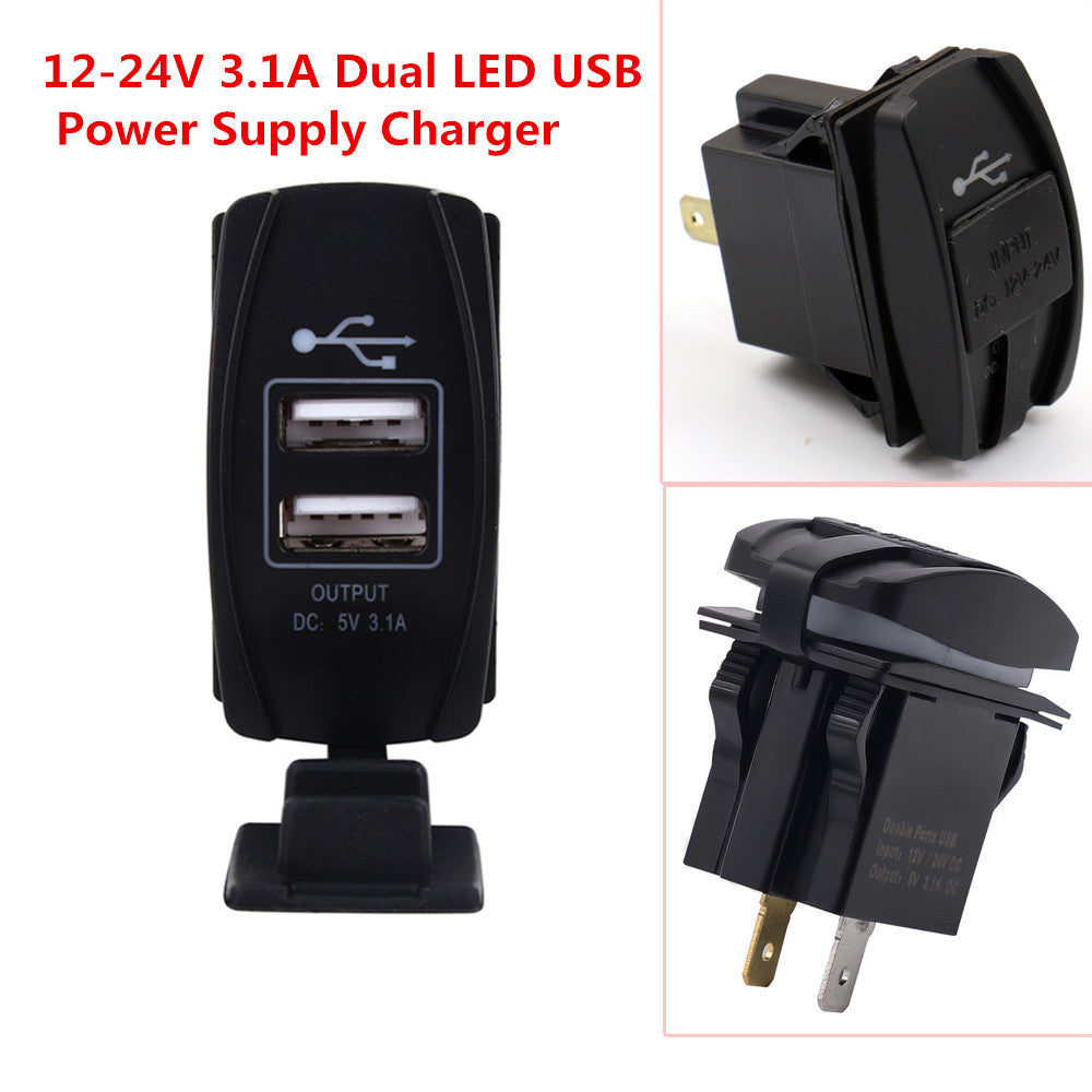 Universal 12-24V DC 3.1A Dual LED USB Car Power Charger Port Socket - Convenient n