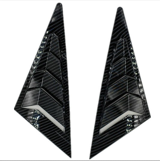 Pair For 06-11 for Honda for Civic Carbon Fiber Front Quarter Window Louver Shutter Trim