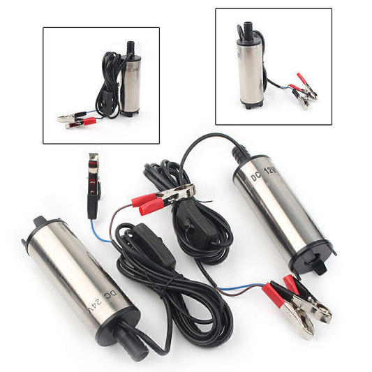 12V/24V Submersible Pump 51mm Diameter Water Oil Diesel Fuel Transfer Refueling Q