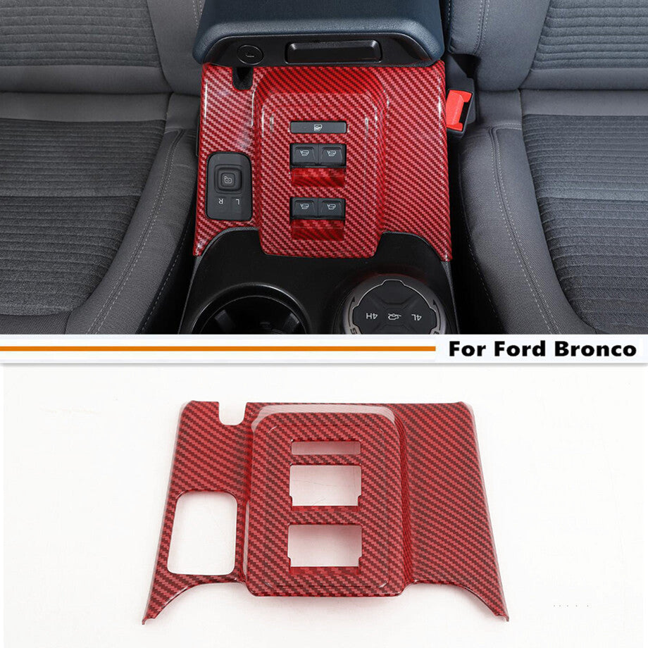 Suitable for 2021-2024 for Ford for Mustang 4-Door Red Carbon Fiber Window Switch Panel Cover Trim Frame