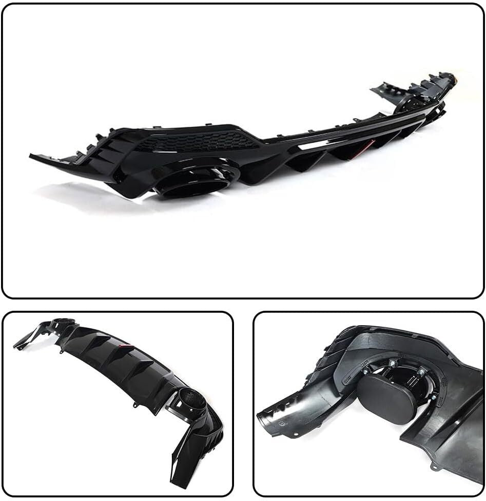 for Audi Q3 S Series 2021 - 2022: Gloss Black Rear Bumper Diffuser Lip Exhaust Tips Q