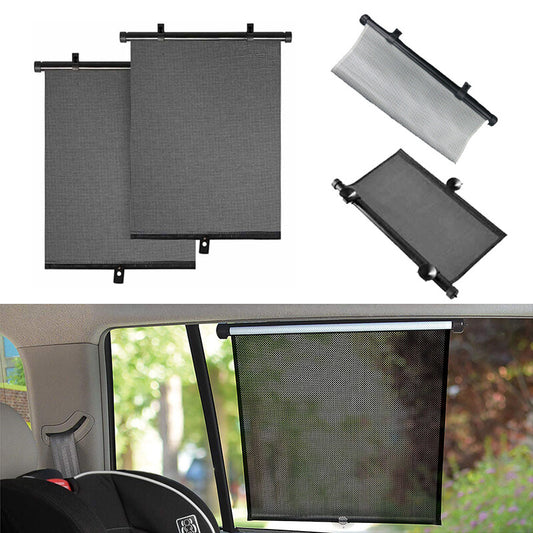 2Pcs Retractable Car Auto Side Window Baby Sun Shade Shield Roll Cover 6050CM