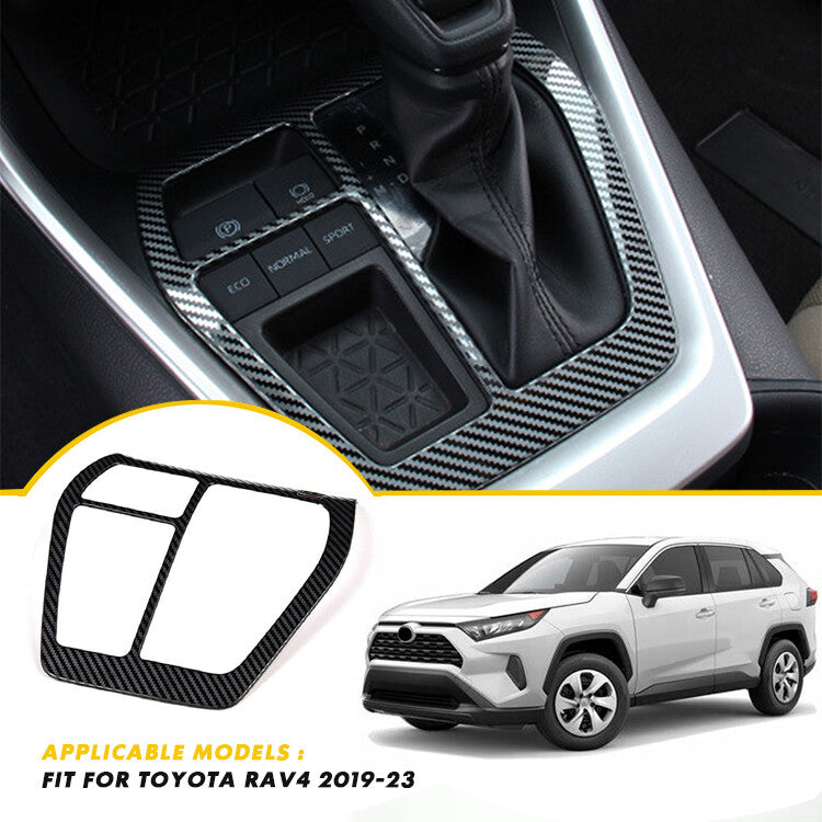 Carbon fiber exterior gear shift panel cover accessory for 2019-2023 RAV4. n