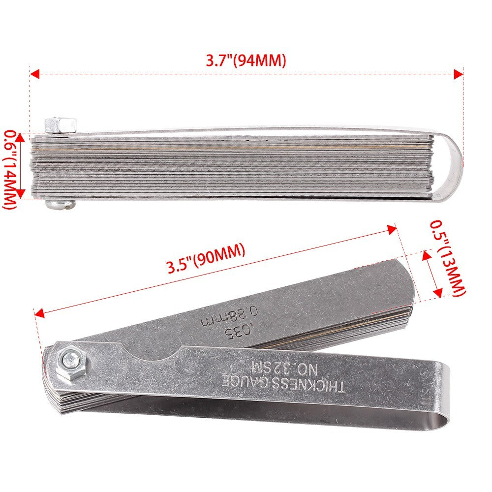 Spark Plug Gap Tool+32 Blades Metric Feeler Gauge Gap Filler Measuring Tools