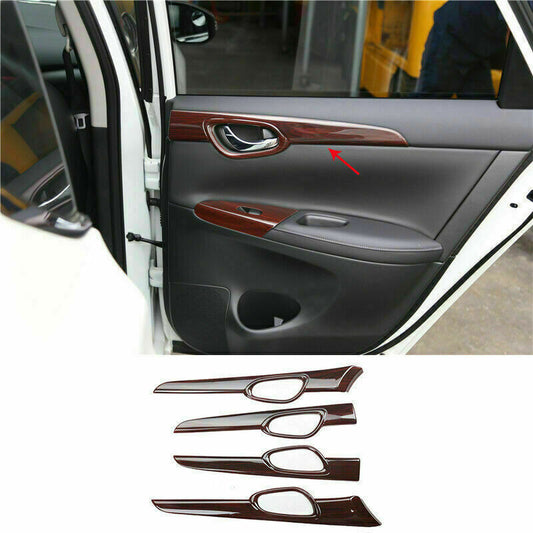 for Nissan Sentra Sylphy 2013-2019 Wood Grain Style Inner Door Panel Cover Trim
