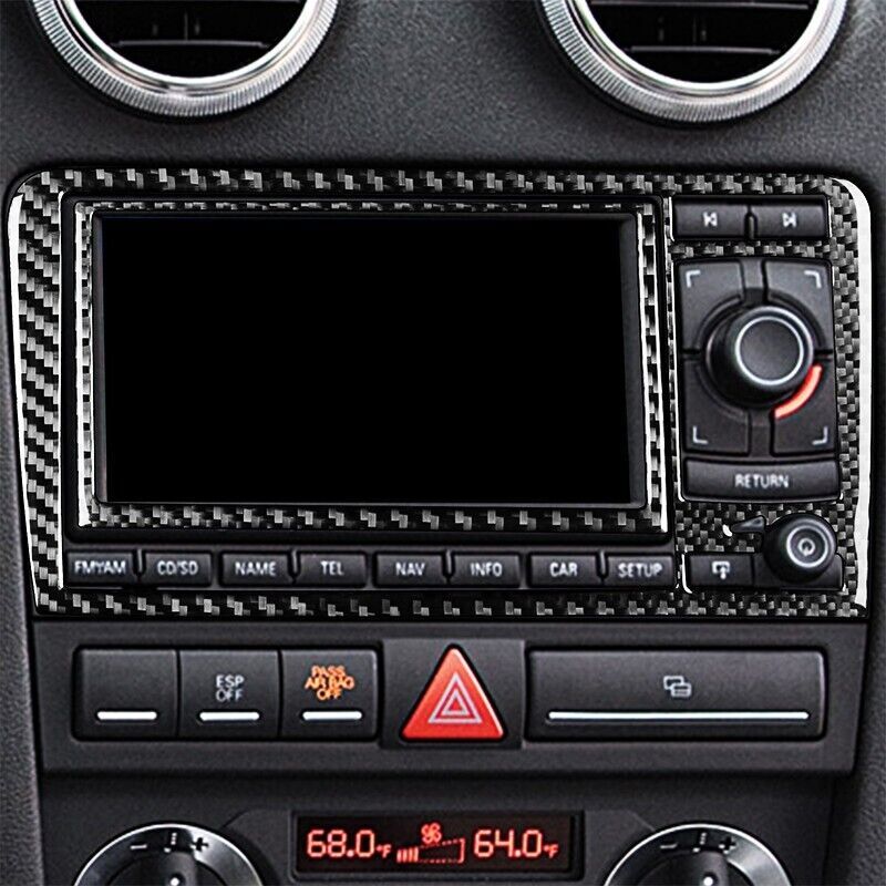 Real Carbon Fiber Car Navigation Panel Cover Trim for Audi A3 S3 2006-2007 2PCS