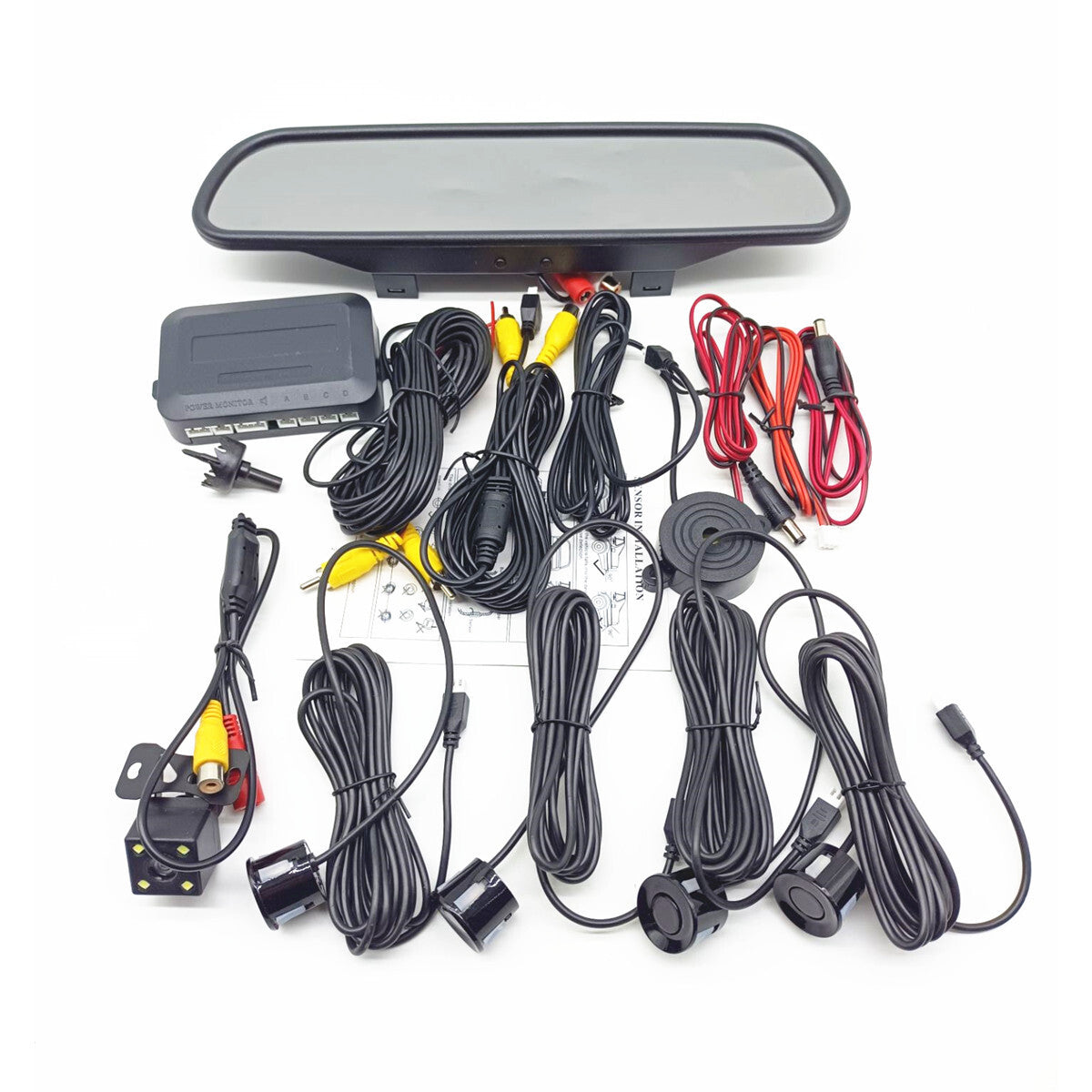 4.3in Car LCD Monitor Mirror W/Parking Sensor&Reverse Rear View Backup Camera