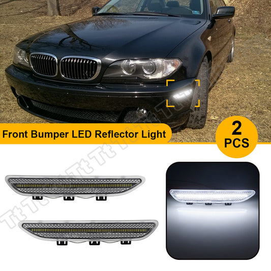 White LED Front Bumper Side Marker Light Reflector for 2004-06 for 3 E46- v