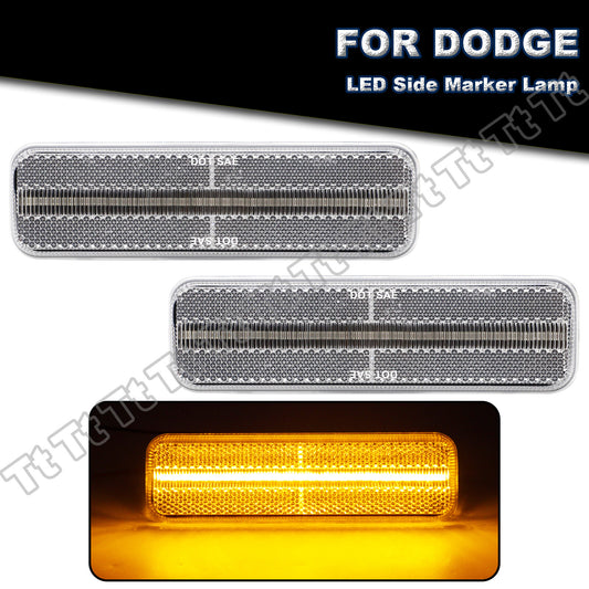 For 71-93 for Dodge D150 D250 W250 W150 Charger LED Front Side Marker Light Clear - v