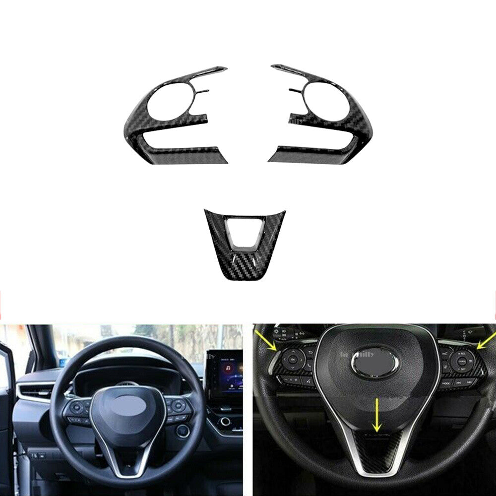 3Pcs For 2020 for Toyota for Corolla Carbon Fiber Style ABS Plastic Steering Wheel Trim