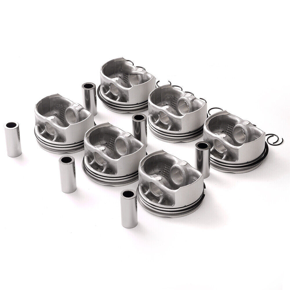6-piece set of STD low compression 9.7:1 N52B25 piston rings suitable for E60, E90, 325i, and 523i.