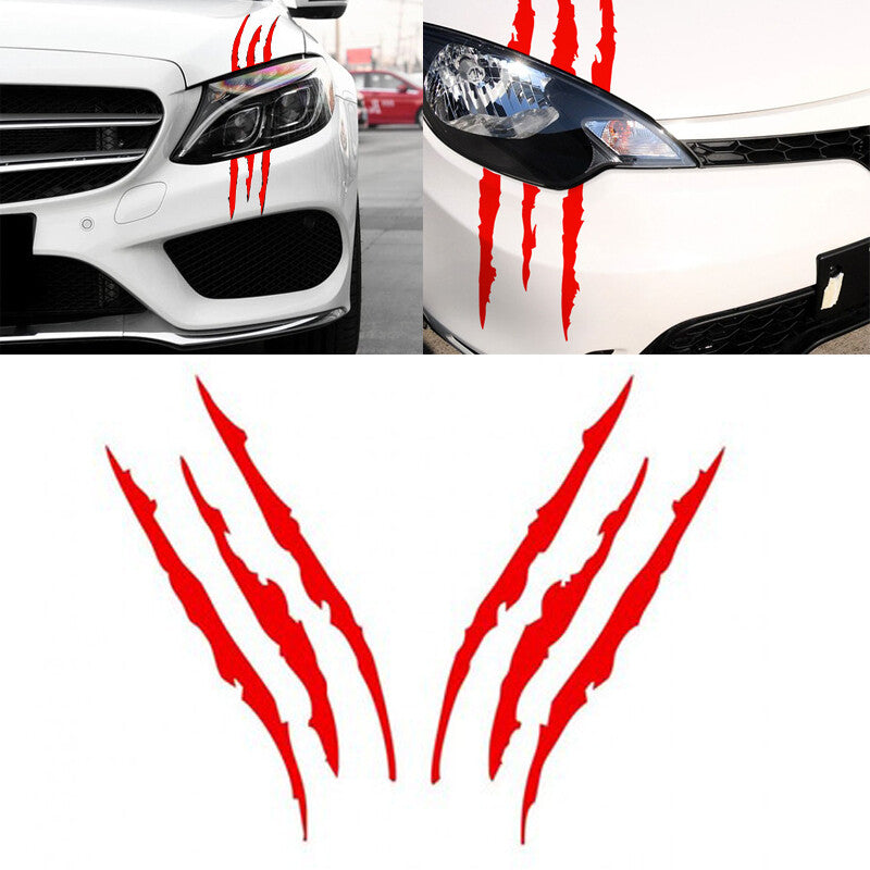 38cm Car SUV Headlight Vinyl Eye-catching Claw Mark Decal Sticker Waterproof L&R- n