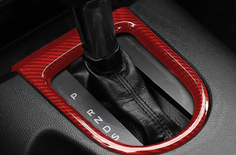for Ford for Mustang 2015-2022 Red Carbon Fiber Middle Console Gear Shift Frame Trim