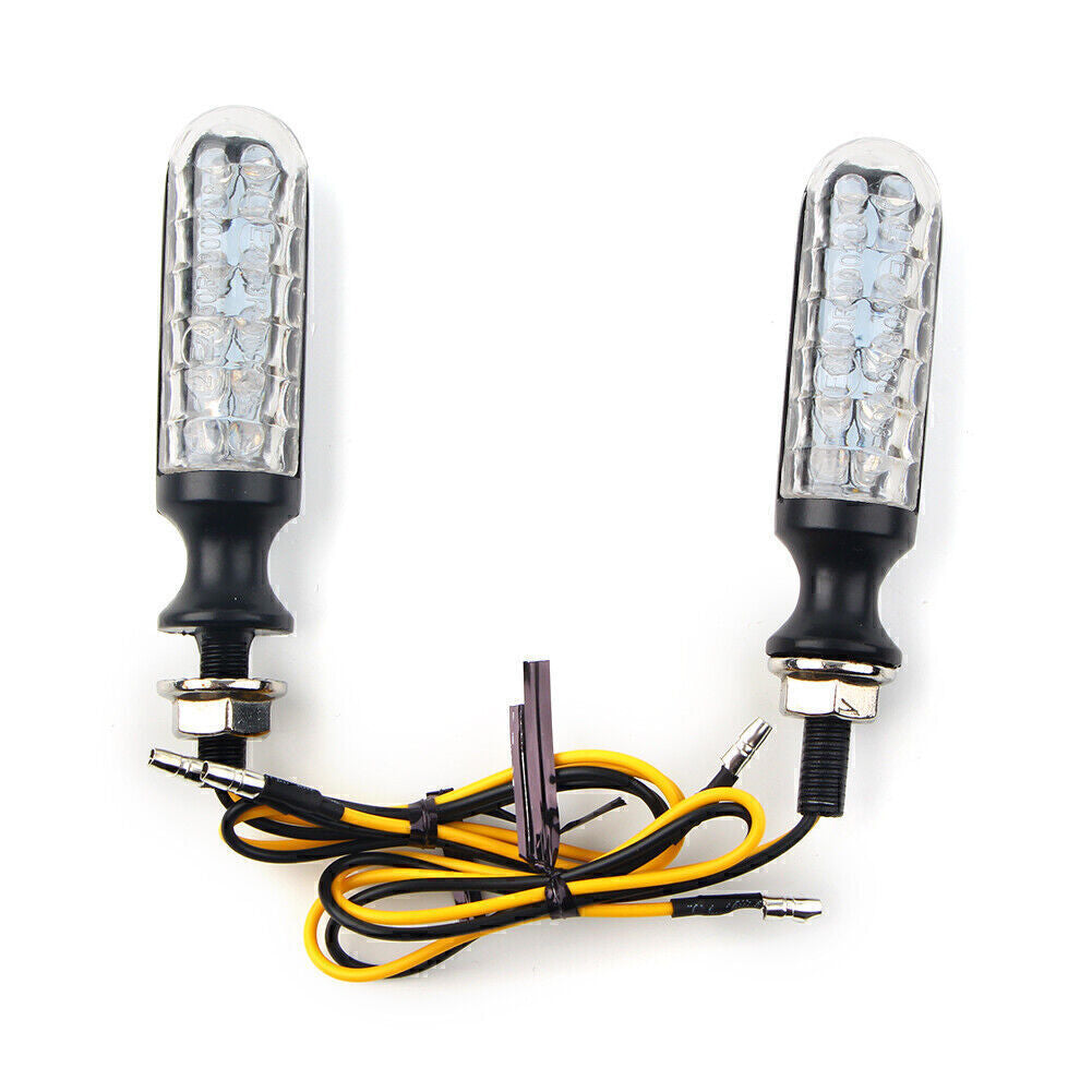 2¡ÁUniversal Motorcycle 12V LED Turn Signal Lights Indicator Blinker Amber Bulbs Q