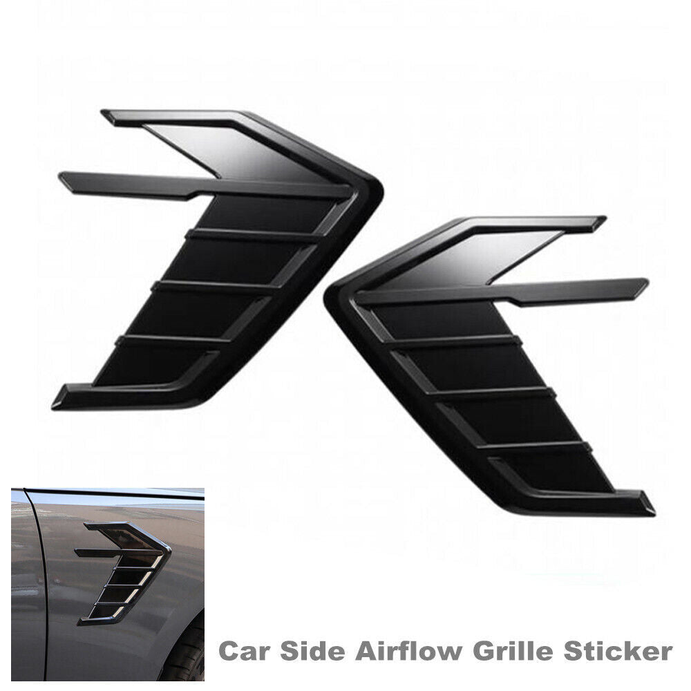 2-Pack Universal Black Side Vent Car Airflow Fender Grille Exterior Trim n