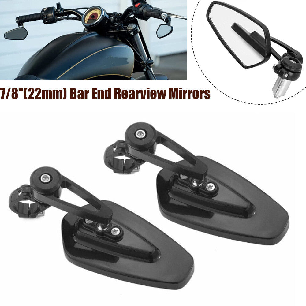 Universal 7/8-inch 22mm handlebar end rearview mirrors for black motorcycles. n