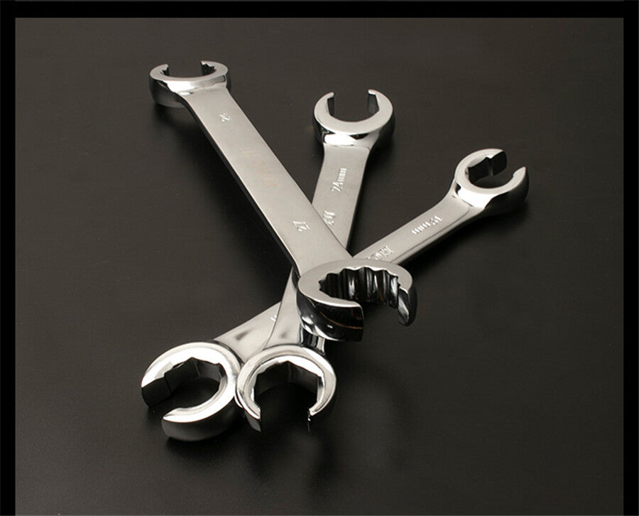 6Pcs 6 Point Chrome Vanadium Steel Metric Flared Nut Spanner Wrench Set 6mm-19mm Q