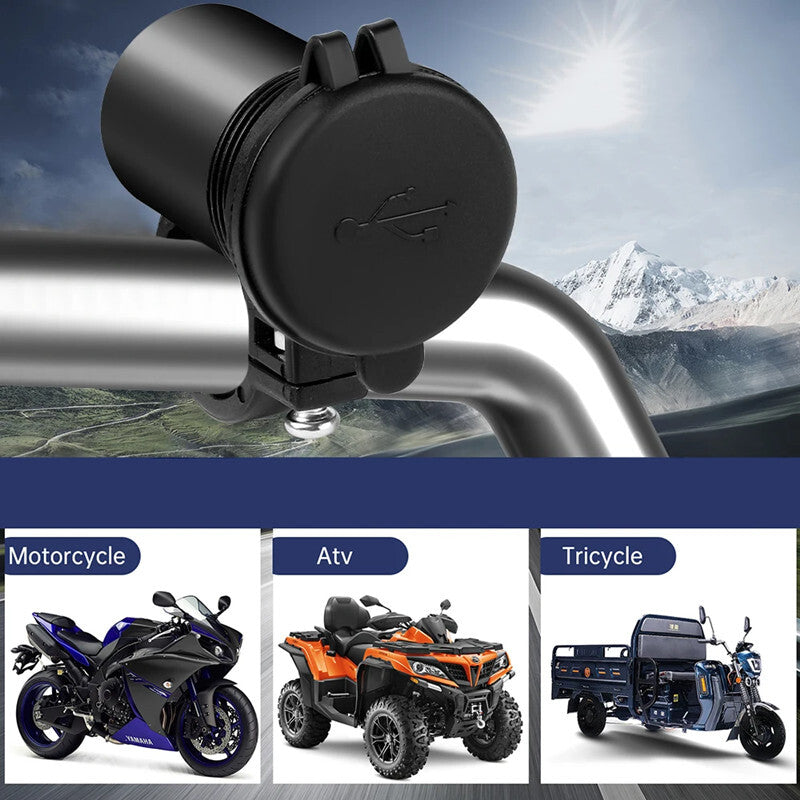 Waterproof Motorcycle Handlebar USB Charger Dapter Power Supply Socket Switch