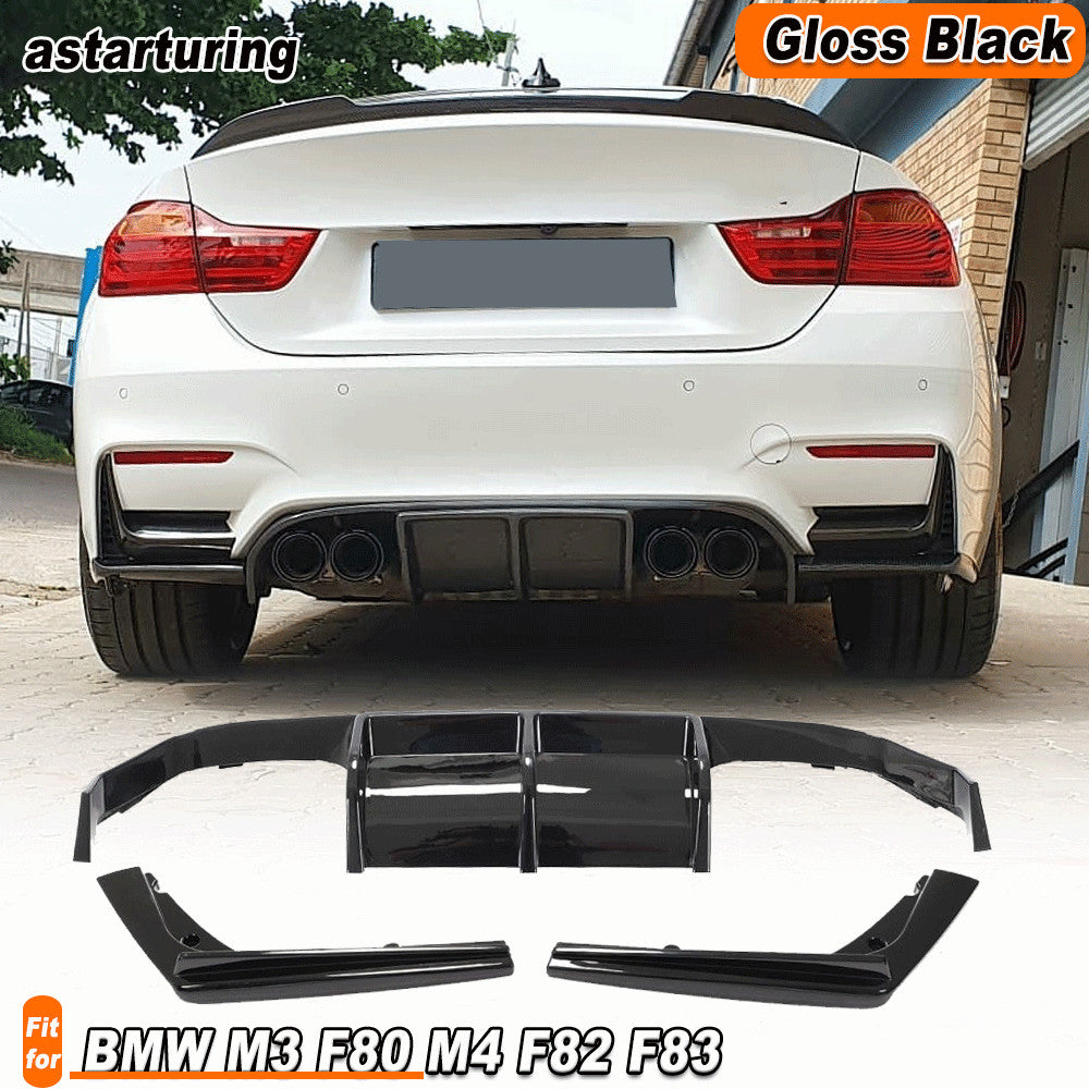 for BMW M3 F80 M4 F82 F83 2014-19 Glossy Black Rear Bumper Diffuser Spoiler Lip