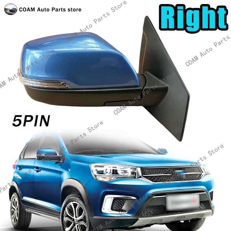 Suitable for Chery Tiggo 2/3x 2014-2018, right blue car rearview mirror assembly (non-heated).