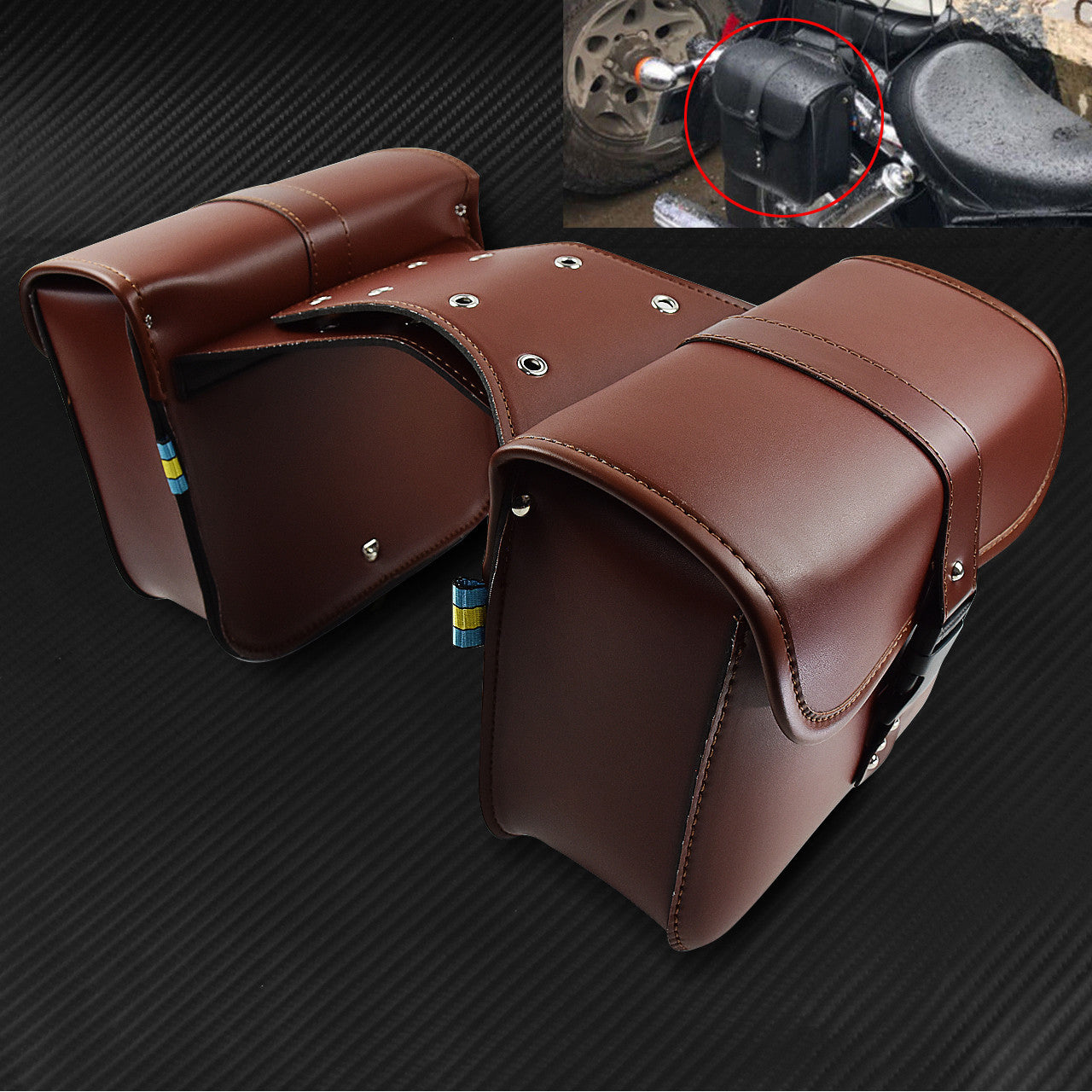 Motorcycle Saddle Bag Bike Side Storage Tool Luggage Fit for Harley XL883 Brown Q