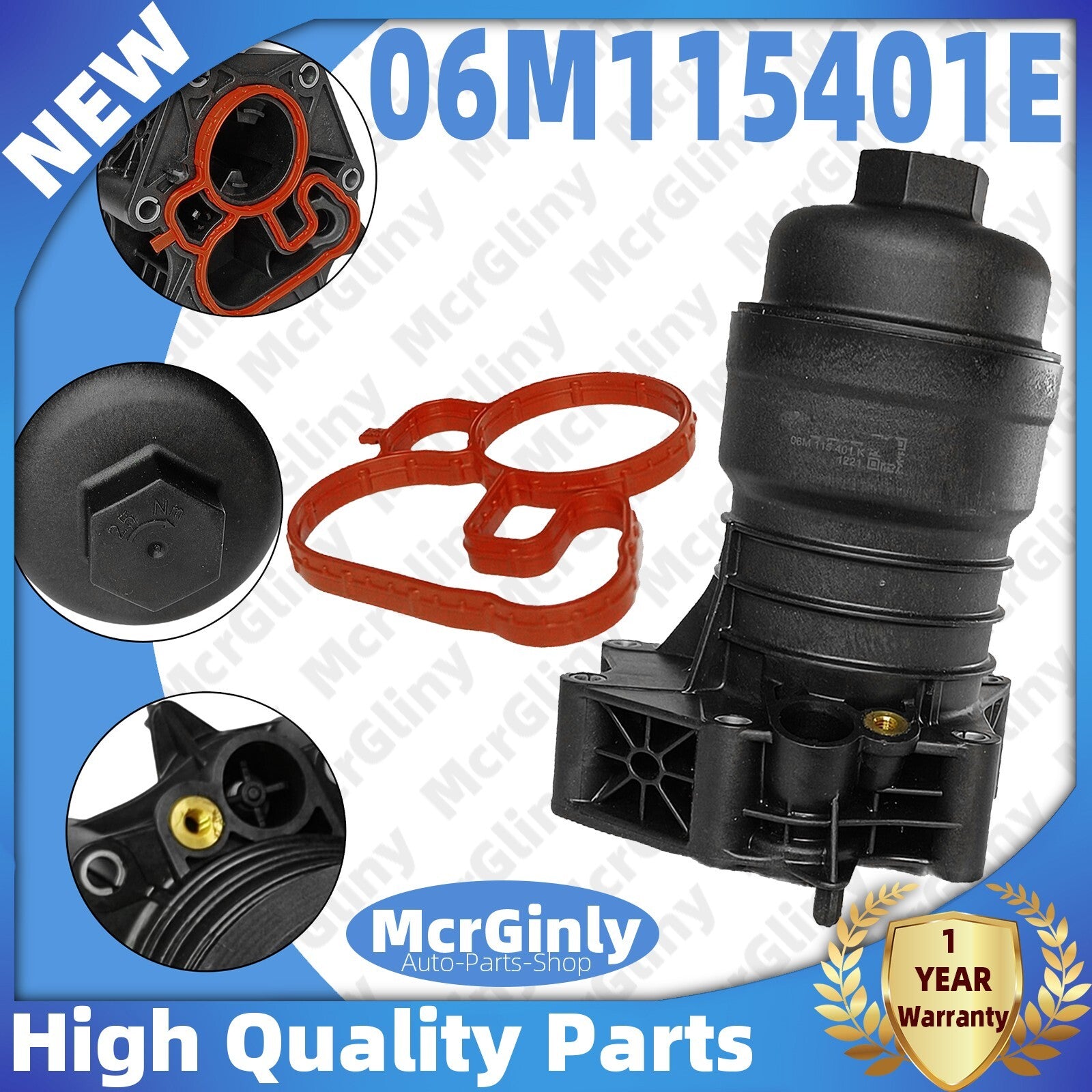 Oil filter housing suitable for Audi A4, A5, A6, for A8 , Q5, Q8, Touareg #06M115401E #06M198405F- n